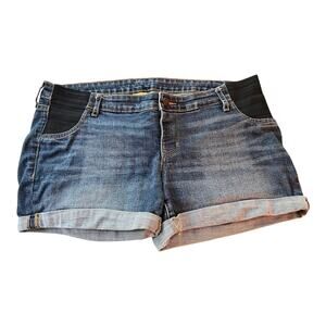 Old Navy Maternity Size 12Reg
Blue Denim Shorts Roll Cuff Stretch Semi Fitted